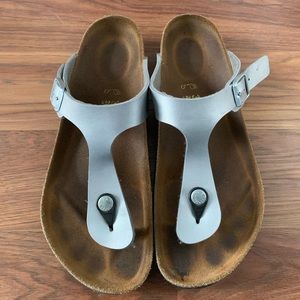 Silver Birkenstock sandals